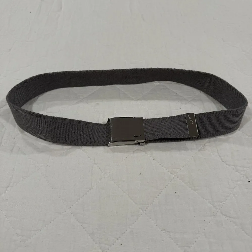 Nike Mens Charcoal Gray Mesh Fabric Web‎ Belt Adjustable Sliver Buckle One Size